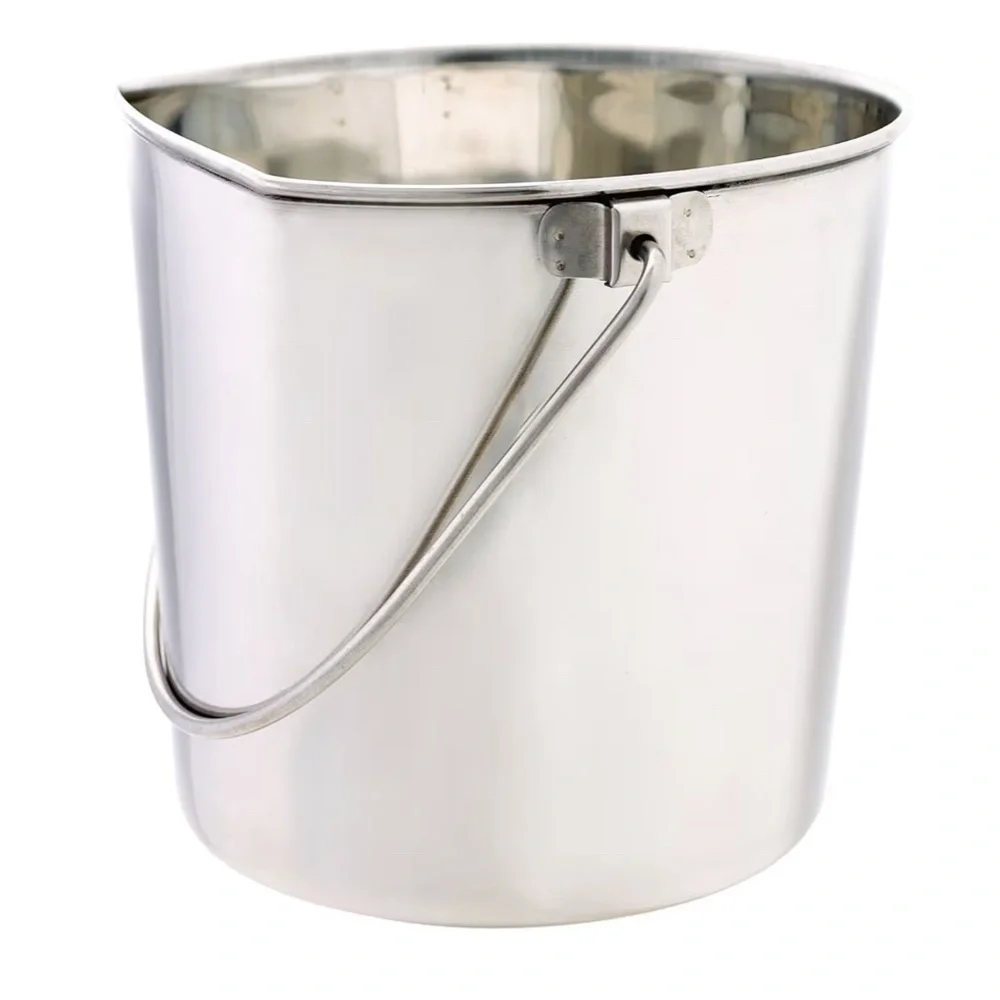 ProSelect Stainless Steel Flat Sided Pail 64oz / 8 cups. 2 Pails.